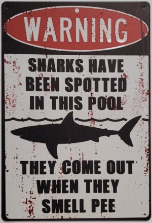 Sharks pool reclamebord metaal