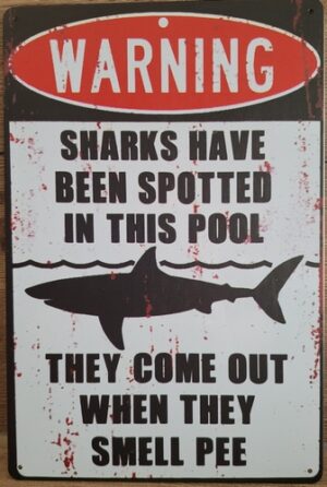 Sharks pool reclamebord metaal