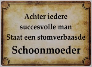 Succesvolle man schoonmoeder reclamebord