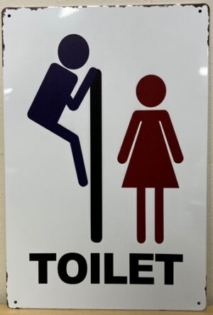 Toilet mannetje metalen reclamebord