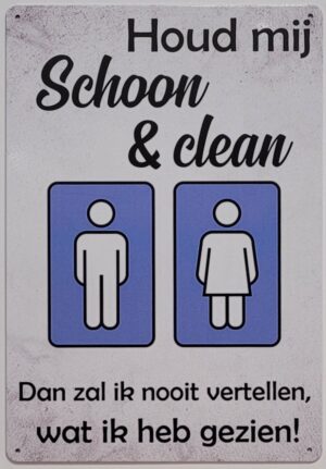 WC Toilet Schoon wandbord