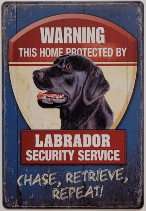 Warning labrador security zwarte