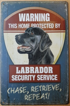 Warning labrador security zwarte