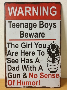 Warning teenage boys  wandbord