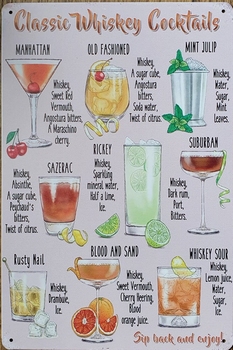 Whiskey Cocktails reclamebord metaal