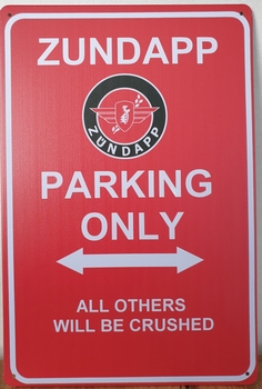 Zundapp Parking Only reclamebord