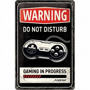warning gaming progress reclamebord