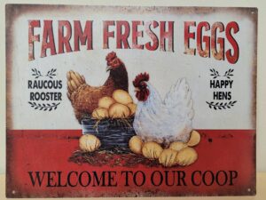 Farm fresh eggs kippen metalen wandbord