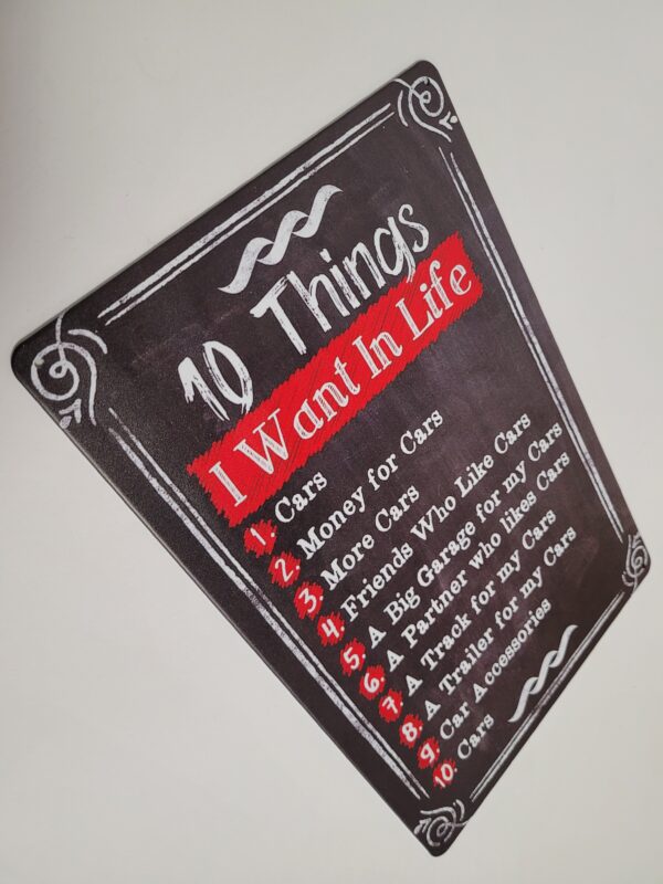 10 things want in Life metalen wandbord - Afbeelding 3