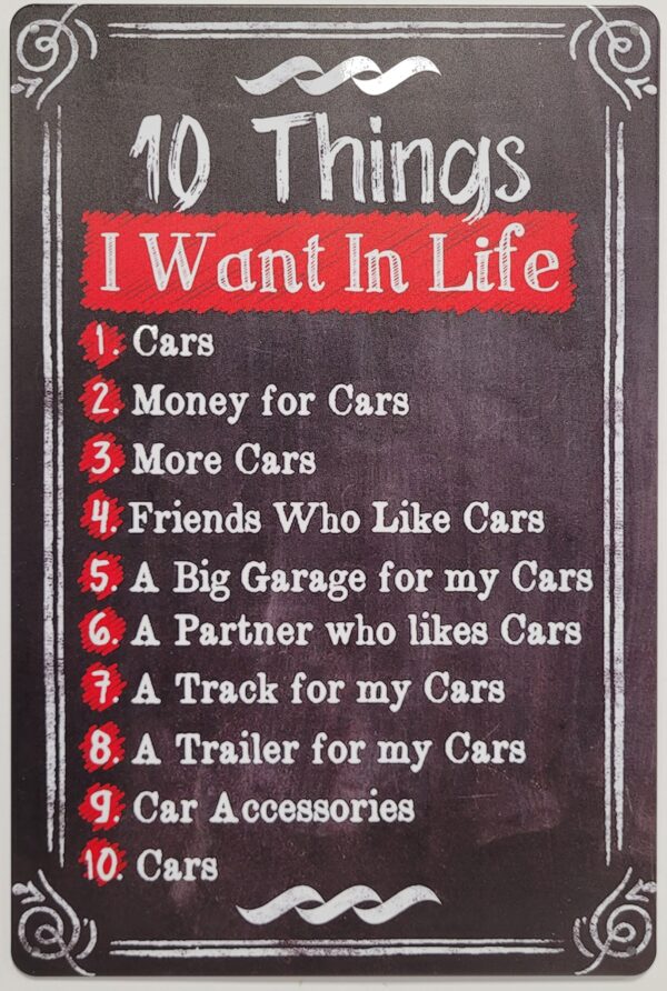 10 things want in Life metalen wandbord