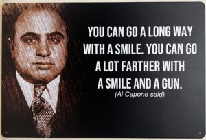 Al Capone Smile Gun metalen wandbord
