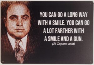 Al Capone Smile Gun metalen wandbord