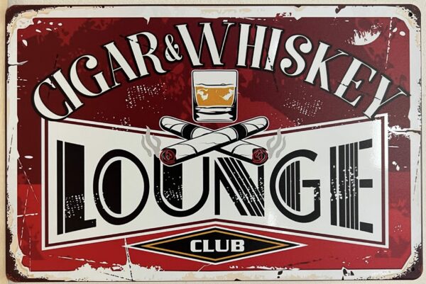 Sigaar Whiskey Lounge Club metalen wandbord