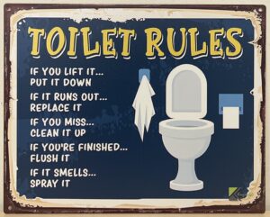 Toilet rules wandbord