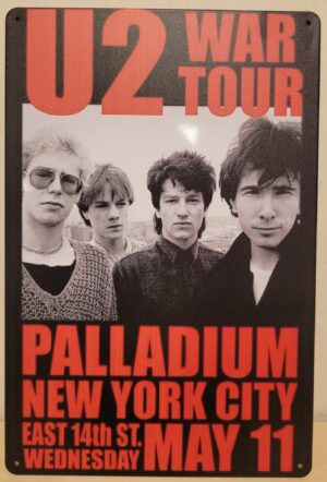 U2 War Tour New York City wandbord metaal