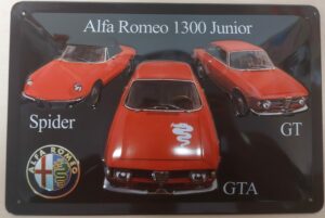 Alfa romeo 1300 junior spider gta metalen wandbord