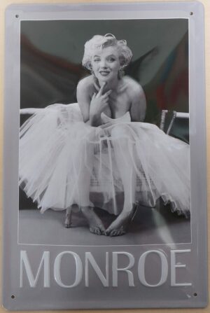 Marilyn Monroe zittend metalen wandbord relief