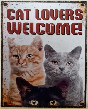 Cat lovers welcome metalen wandbord