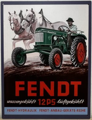 Fendt tractor 12PS metalen reclamebord