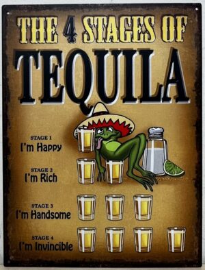Tequila the 4 stages metalen wandbord