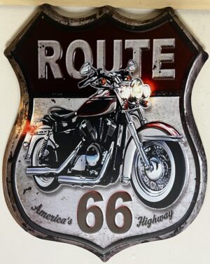 Route 66 motor uitgesneden reclamebord