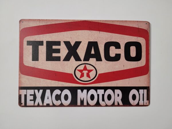 Texaco Motor Oil horizontaal metalen wandbord - Afbeelding 2