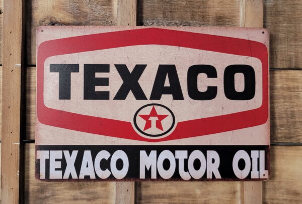 Texaco Motor Oil horizontaal metalen wandbord - Afbeelding 4