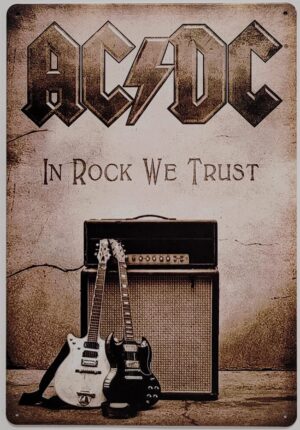 ACDC in Rock we Trust metalen wandbord