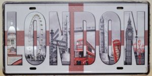London License plate wandbord