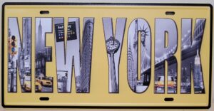 New York License Plate wandbord metaal