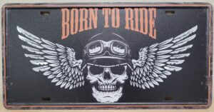 Born To Ride Skull License plate