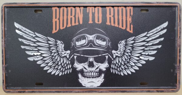 Born To Ride Skull License plate