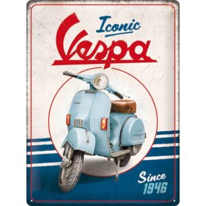 Vespa scooter iconic 1946 metalen reclamebord