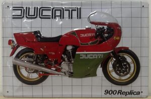 Ducati 900 replica Wegracer reclamebord relief