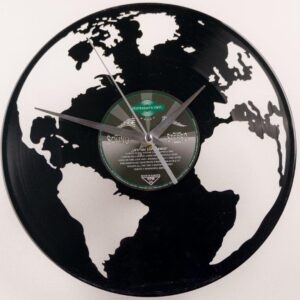 Wereld bol globe vinyl klok