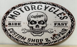 Motorcycles shop en repair ovaal