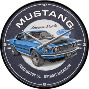 Ford mustang 1969 mach 1 blauw wandklok