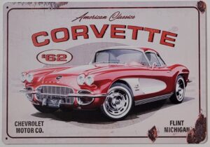 Chevrolet Corvette 1962 reclamebord van metaal