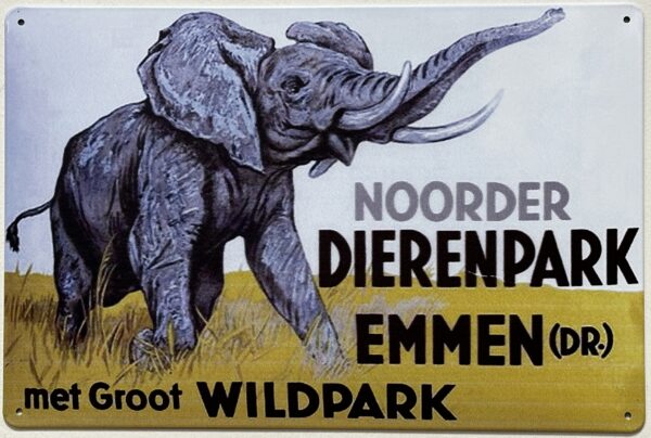 Noorder Dierenpark Emmen Olifant reclamebord van metaal