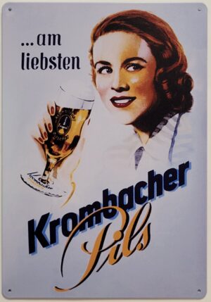 Am Liebsten Krombacher Pils reclamebord van metaal