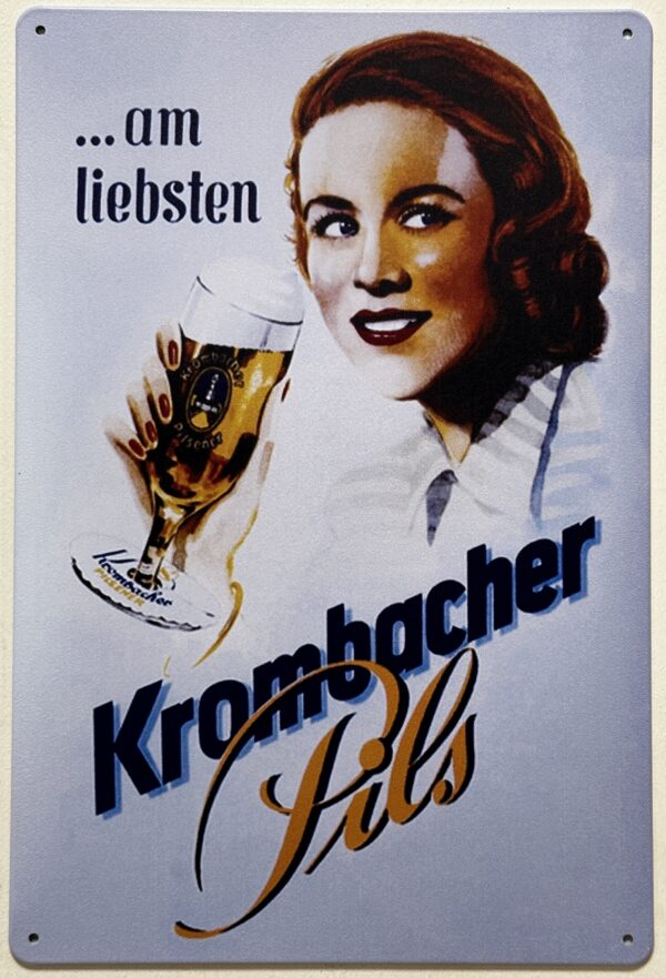 Am Liebsten Krombacher Pils reclamebord van metaal