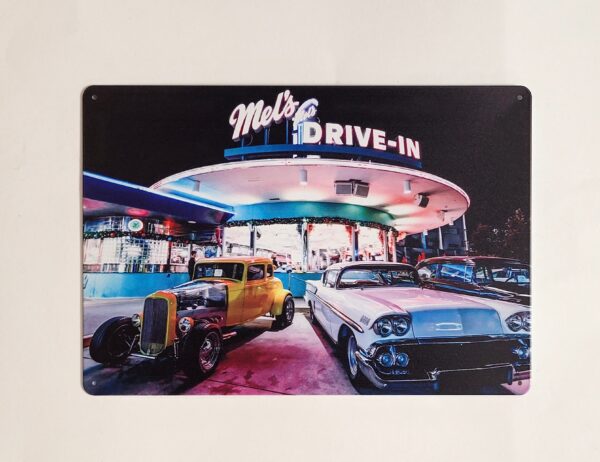 Mel's Drive in Hotrod Cadillac reclamebord van metaal - Afbeelding 3