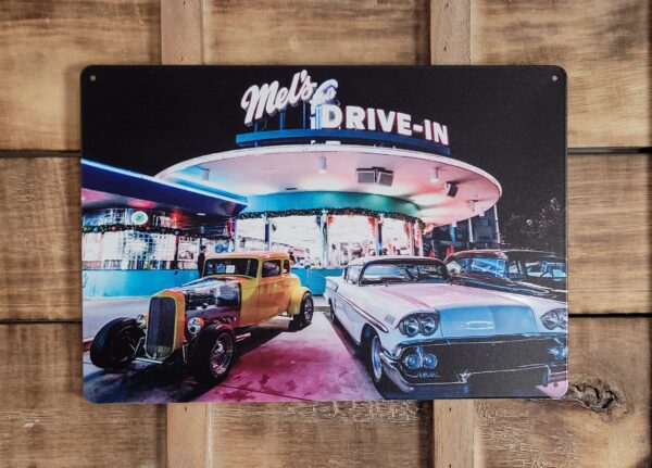 Mel's Drive in Hotrod Cadillac reclamebord van metaal - Afbeelding 4