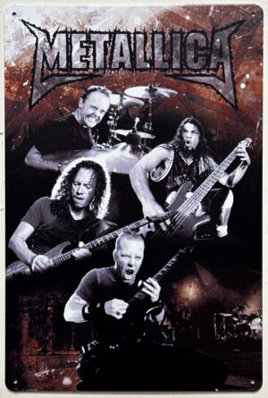 Metallica band zwart wit verticaal reclamebord van metaal 30x20cm