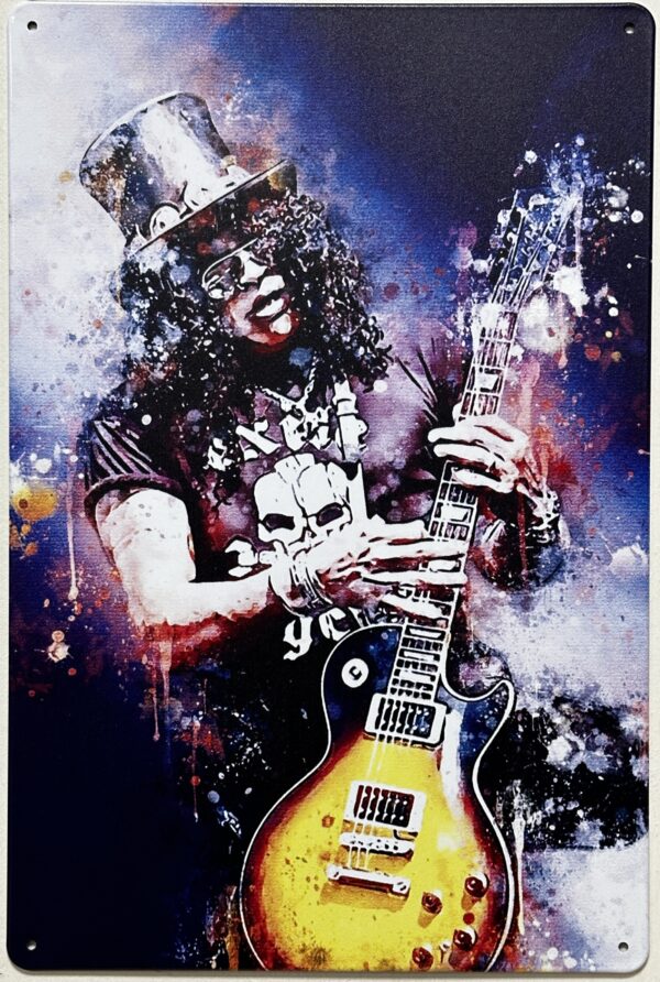 Slash Gun N roses getekend reclamebord van metaal 30x20cm