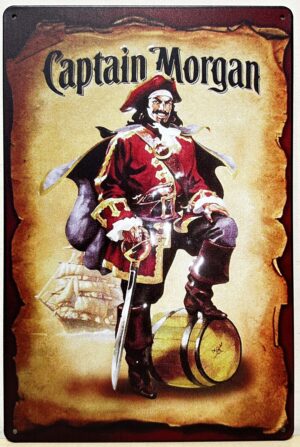 Captain Morgan Rum Piraat reclamebord van metaal 30x20cm
