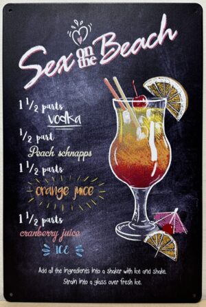 Sex on the Beach Cocktail reclamebord van metaal 30x20cm