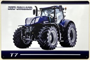 New Holland Tractor T7 reclamebord van metaal 30x20cm