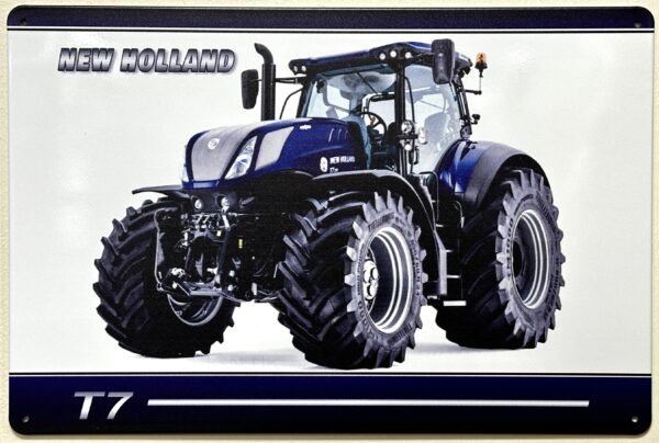 New Holland Tractor T7 reclamebord van metaal 30x20cm