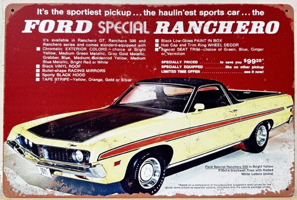 Ford Ranchero Special reclamebord van metaal